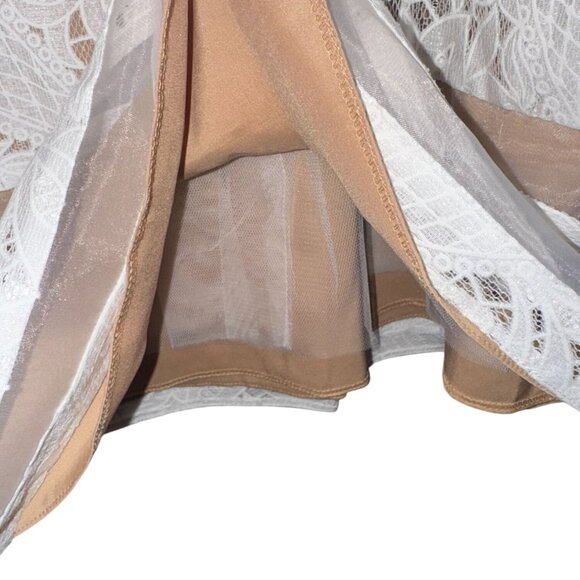 Motherhood Maternity White Lace Dress With Sheer Stripes & Short Sleeves L - Picture 6 of 12